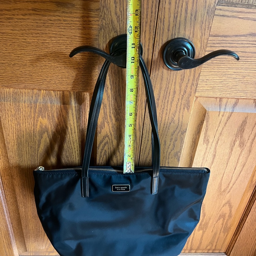 Kate Spade Black Leather Tote Sleek Everyday Essential - Picture 3 of 6